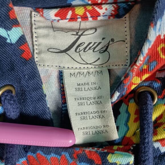 Levis Jacket Womens Medium Floral Paisley Hooded Utility Pockets - Picture 2 of 11